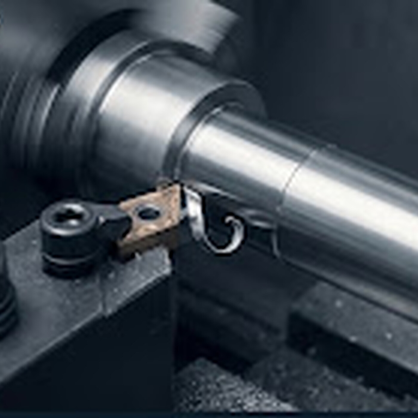 Lathe machining a steel part